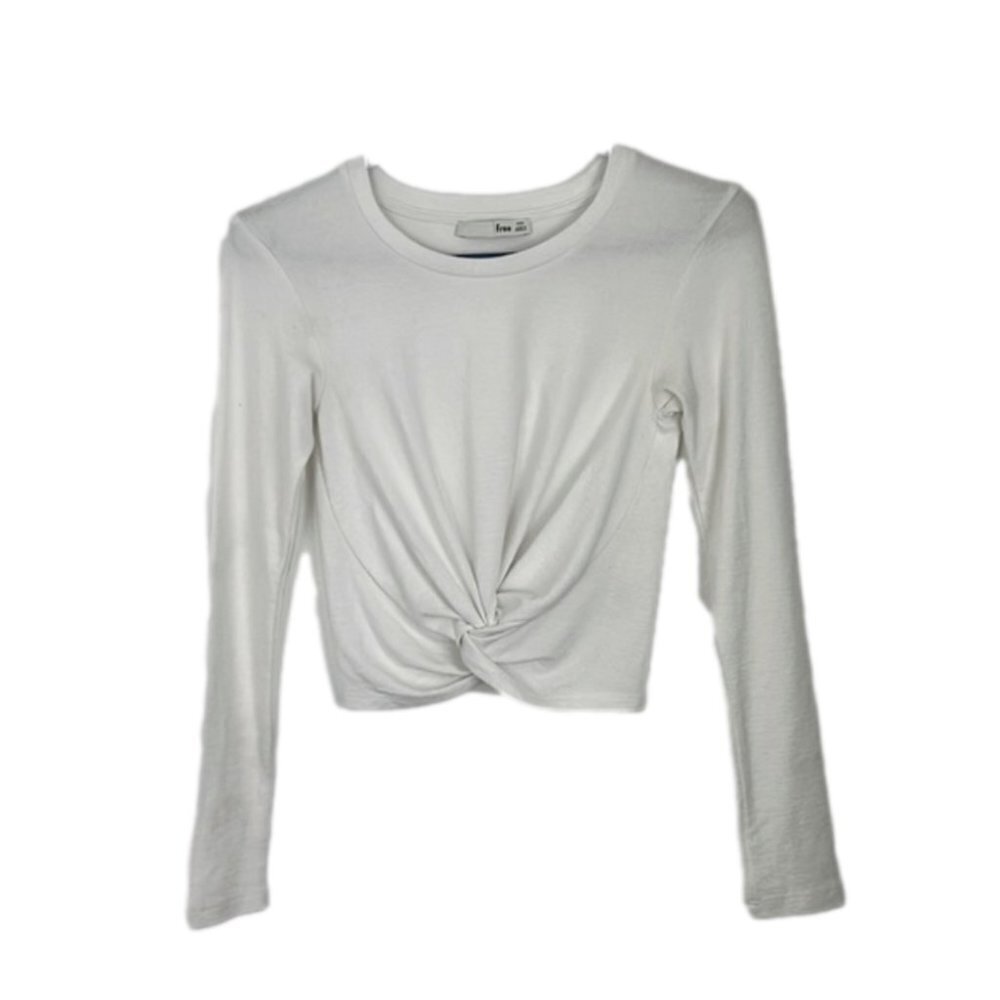 Aritzia Wilfred Free White Crop w/ Front Knot - Picture 1 of 6